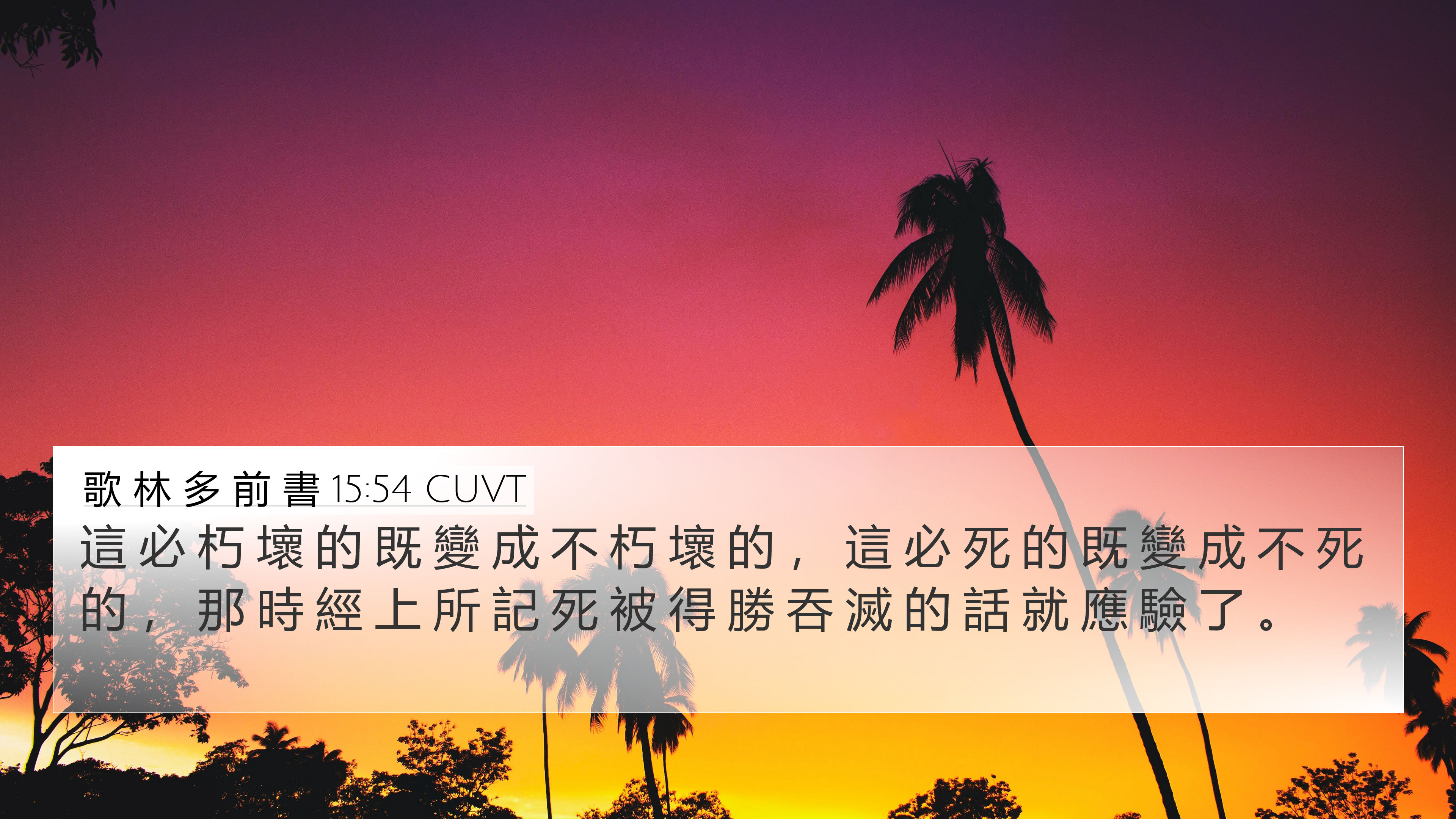 歌 林 多 前 書 15:54 CUVT 4K Wallpaper - 這 必 朽 壞 的 既 變 成 不 朽 壞 的