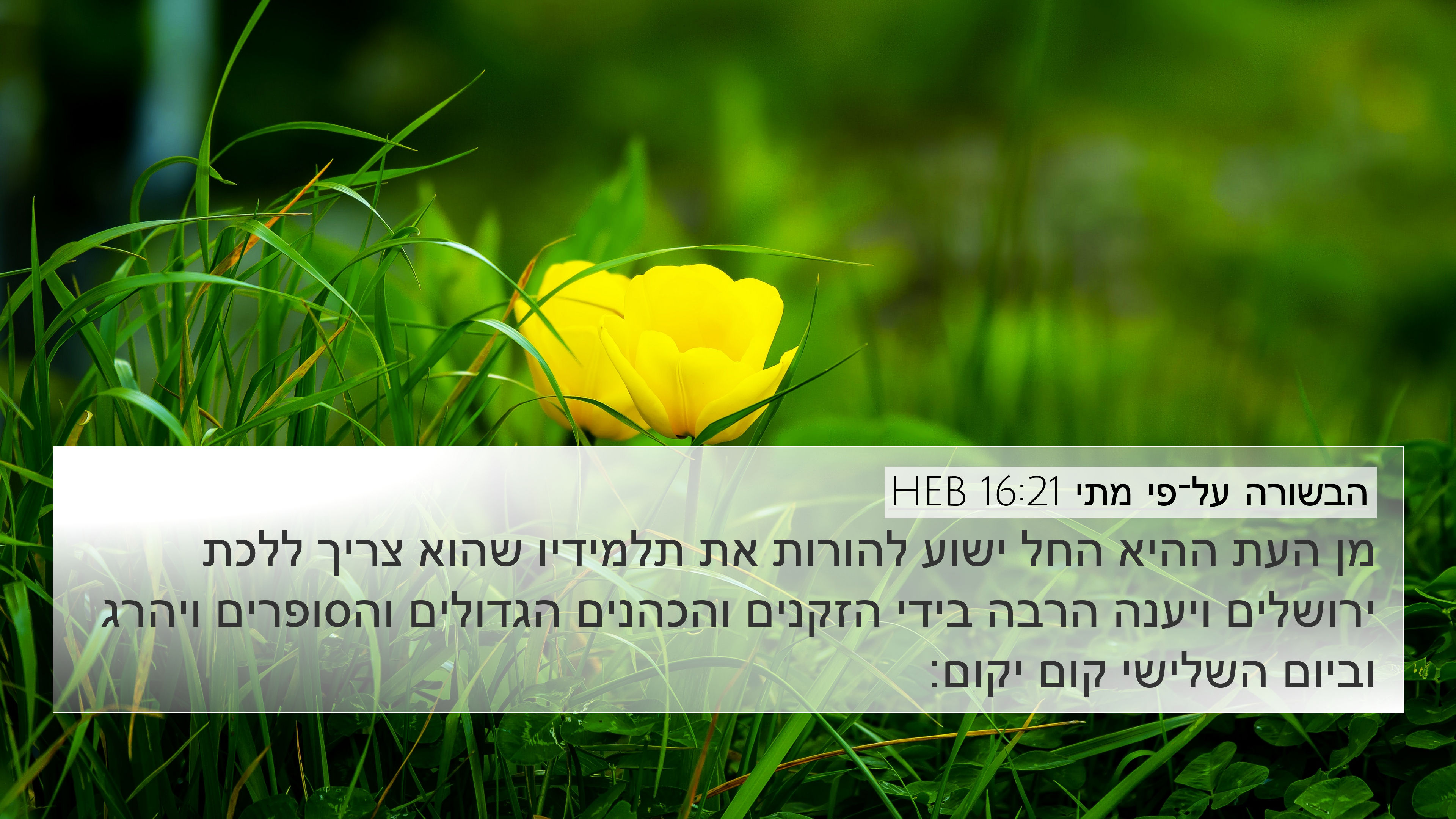 הבשורה על־פי מתי 16:21 HEB 4K Wallpaper - מן העת ההיא החל ישוע להורות