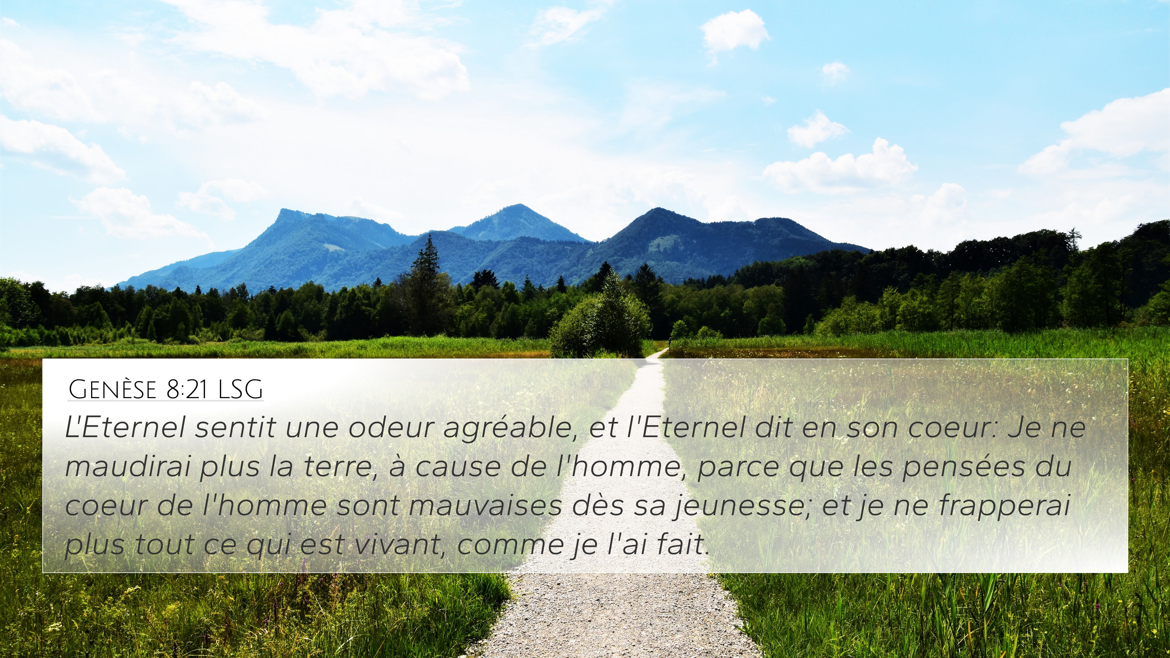 Genèse 8:21 LSG 4K Wallpaper - L'Eternel sentit une odeur agréable, et