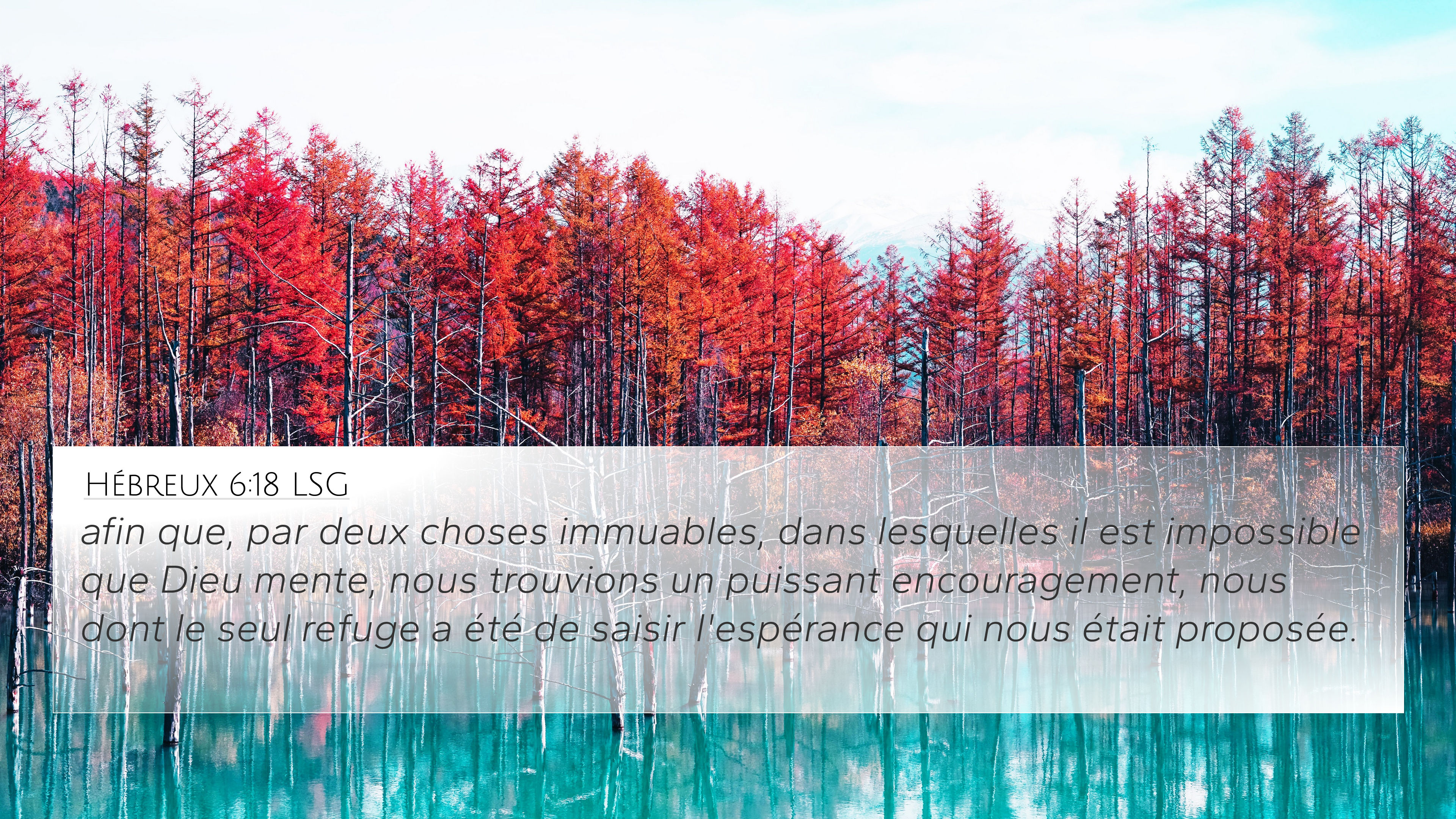 Hébreux 6:18 LSG 4K Wallpaper - afin que, par deux choses immuables, dans
